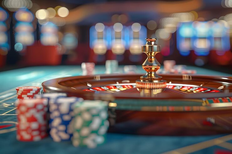Live roulette wheel with real-time betting interface